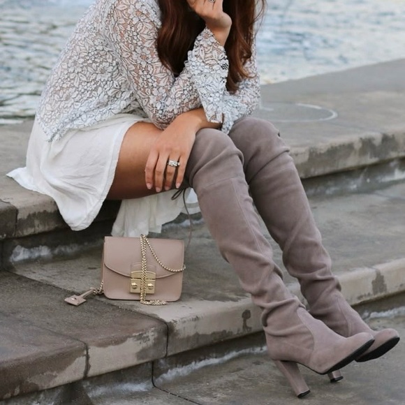 Highland Block Heel Gray Suede Over The Knee Boots - Picture 6 of 6